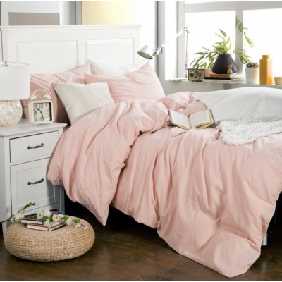Розовое постельное белье из льна с хлопком, артикул LE-03
