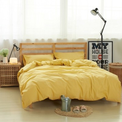 Желтое постельное белье из льна с хлопком, артикул LE-07