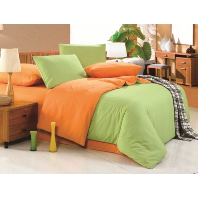 Зеленое с оранжевым постельное белье из софткоттона, артикул MO-19