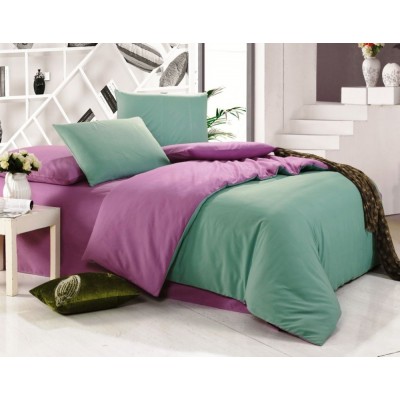 Фиолетовое с зеленым постельное белье из софткоттона, артикул MO-20