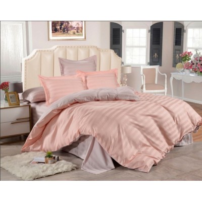 Розовое постельное белье из страйп сатина, артикул OD-63
